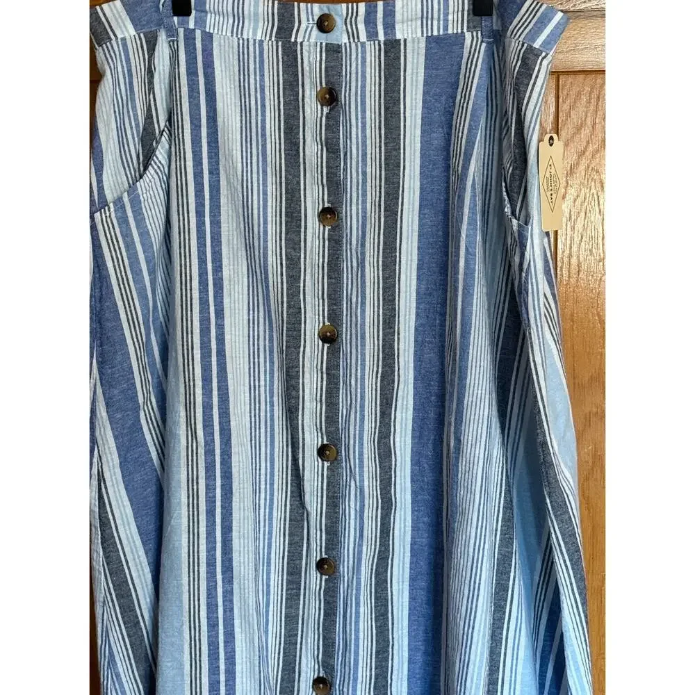 NWT Cottagecore St. John’s Bay Linen Striped Button Skirt XXL